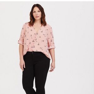 Torrid Harper-Pink georgette Paris button front blouse